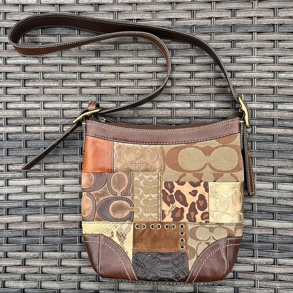 Coach Brown Leather Patchwork Cross Body Bag - Picture 10 of 17